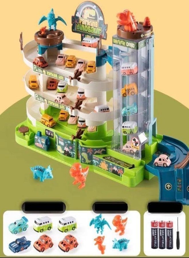 vikings Dinosaur Parking Lot Building Toys Kids Educational Game Funny Dinosaur Track Toy with Manual/Automatic Integration Car Lifts Children Parking Toy - Image 3